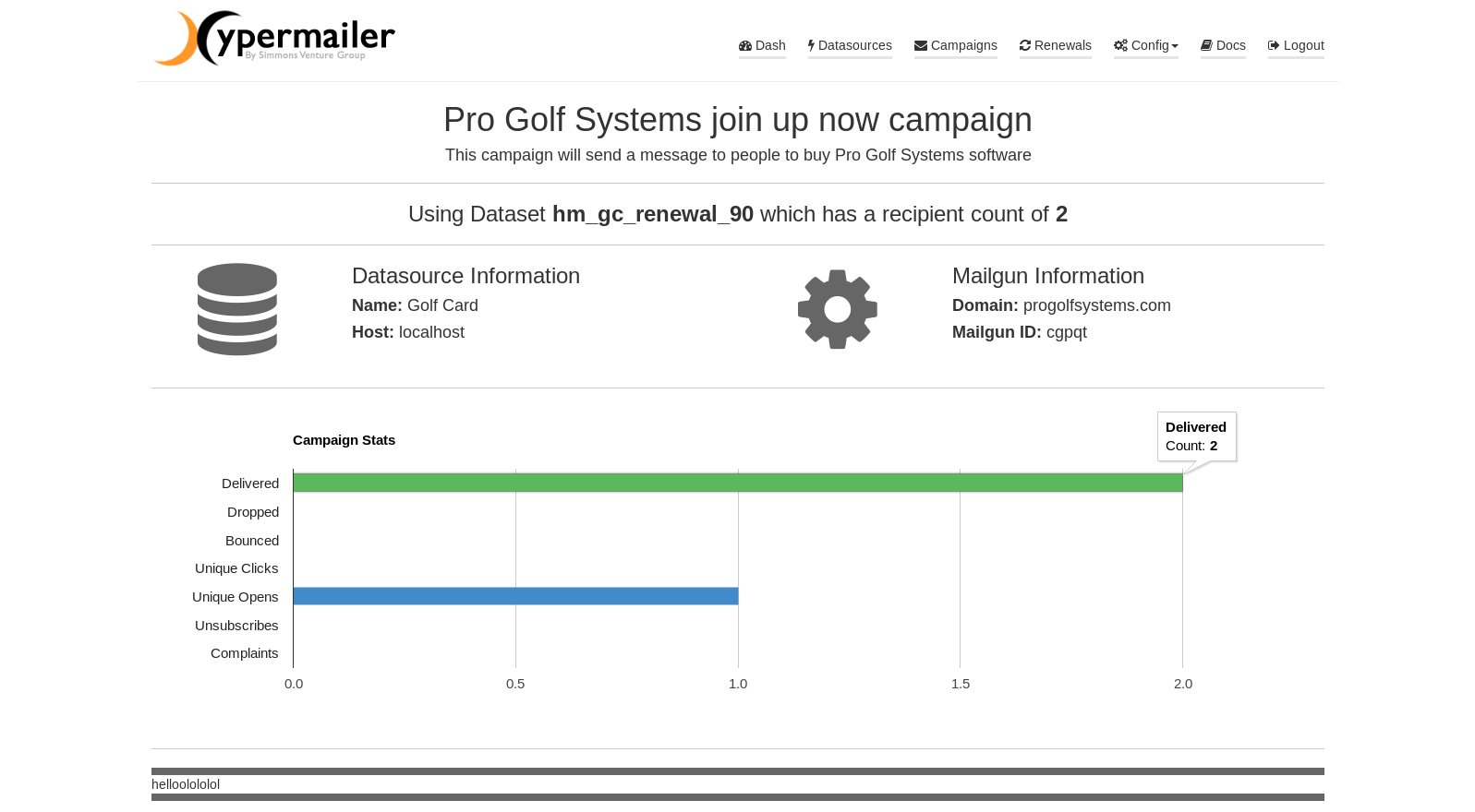 Campaign Post-Send Screen